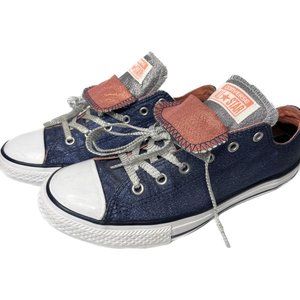 NEW Converse All Star Double Tongue Chuck Taylor Women’s 6 Blue Pink Sparkle Low